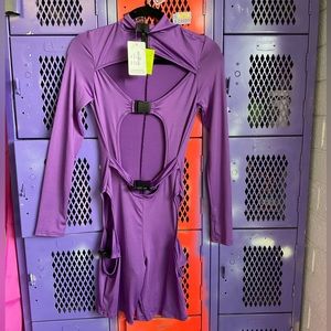 Purple buckle romper
